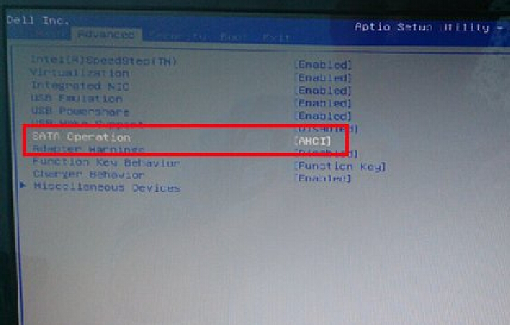 戴爾筆記本bios設置硬盤模式為AHCI教程